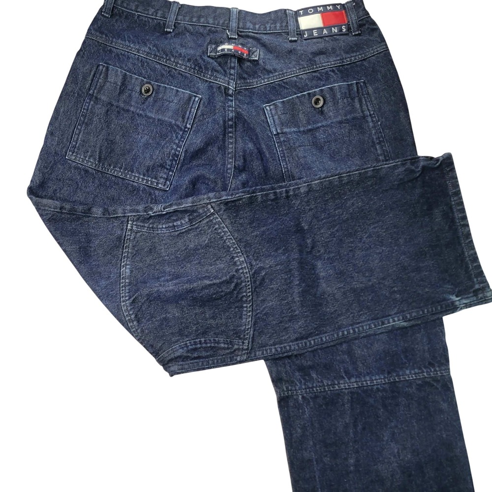 Vintage Tommy Hilfiger Jeans Flag Men 34x32 Double Knee Pants Wide Leg 2000 Work